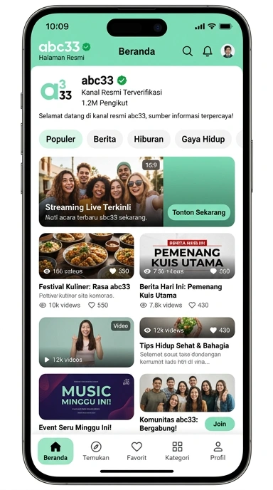 Tampilan kanal resmi abc33
